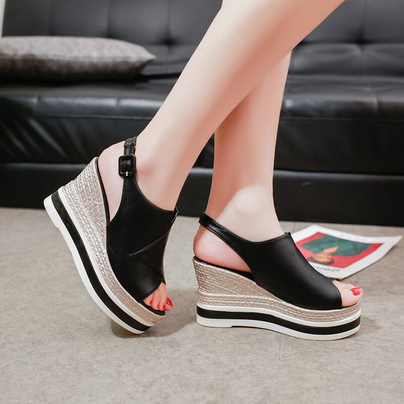 WDHKUN chaussures d'été femmes gladiateur sandales talons hauts plates-formes sandales à talons compensés femme casual femmes chaussures boucle