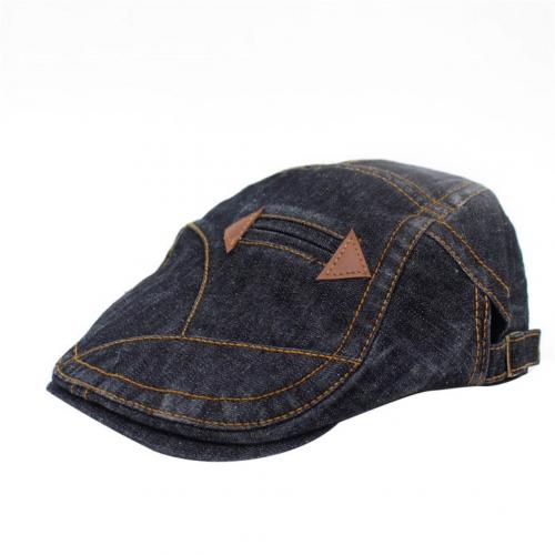 Jeans beret hat til mænd kvinder afslappet unisex denim beret cap monteret retro sun cabbie flad cap gorras: Blå sort