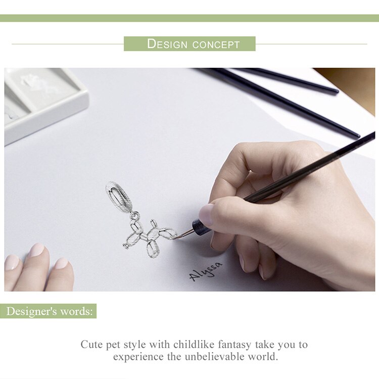 Balon wisiorek z psem zwierząt nadające się robić uroku oryginalny patelnia bransoletka kobiety bijoux naszyjnik biżuteria oryginalna 925 szterling srebro