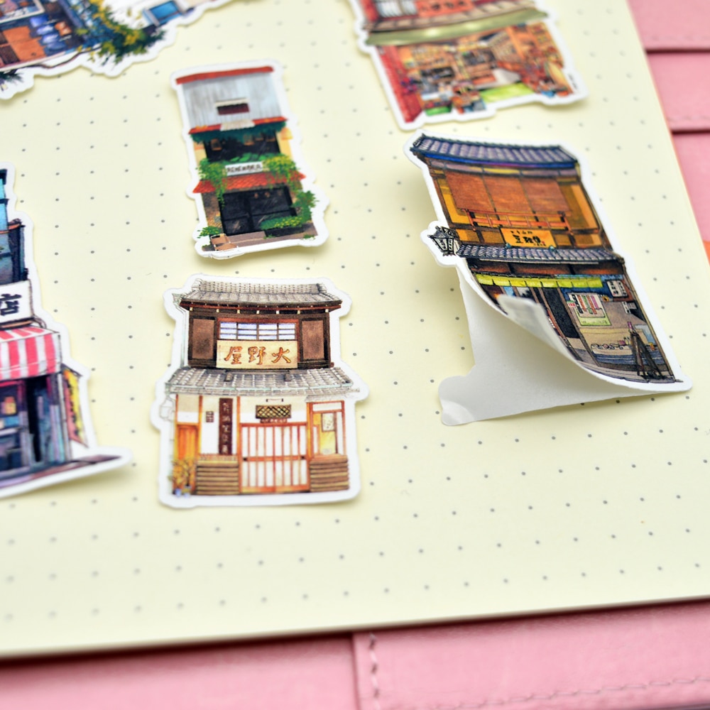 28 Pcs Kawaii Japanse Winkel En Building Sticker Notebook Decoratie Droog Lijm Pegatinas/Hand Boek Dagboek Briefpapier Stickers