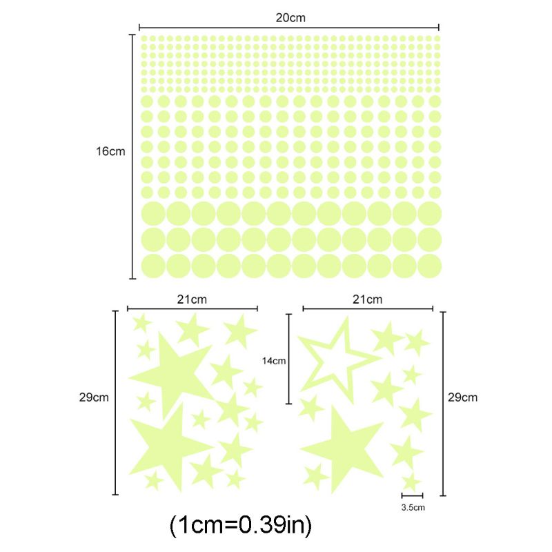 2020 nuovo Negozio di Goccia di trasporto. 435 pz Fluorescente parete adesivi Stelle Luminose/luna/Stelle/Punti per la stanza del bambino