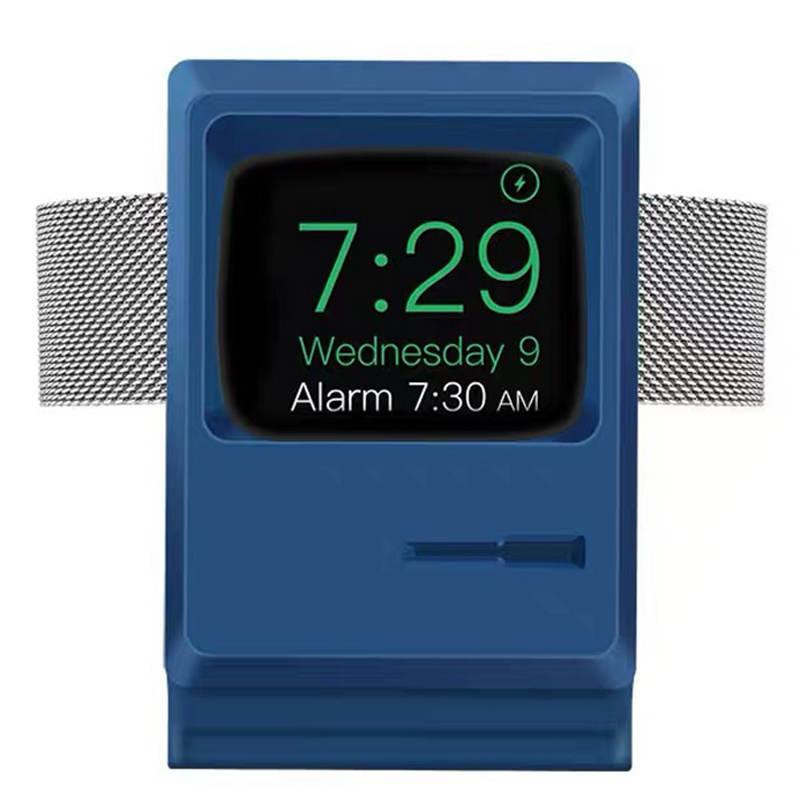 Retro Siliconen Charger Stand Houder Station Dock Voor Apple Horloge Serie 7 6 5 4 Se Iwatch Opladen Ondersteuning Beugel cradle Minions: Blue
