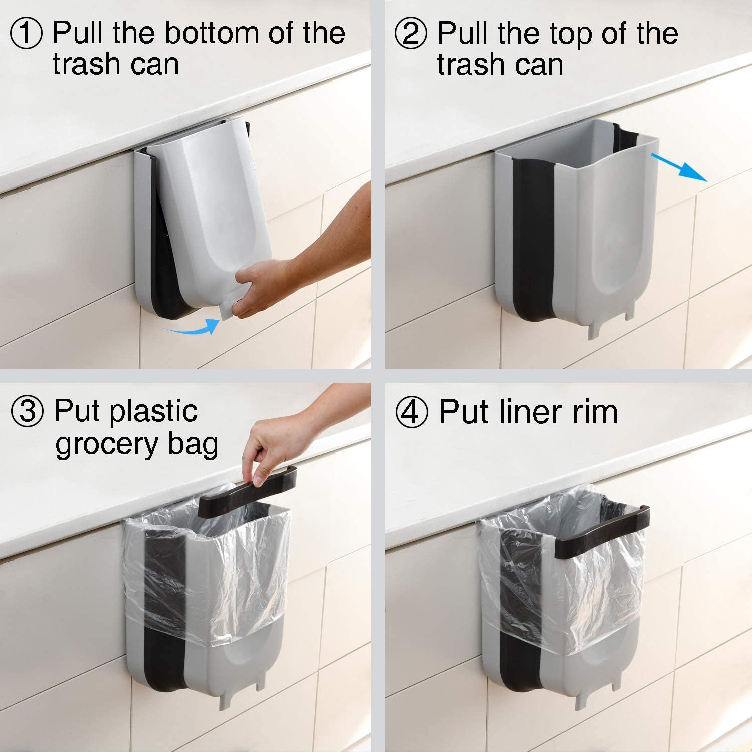 Cubos de Basura Plegable Colgado Basurero Colgante  Contenedor Extraible Montado En La Pared, para la Cocina, Coche ,Baño