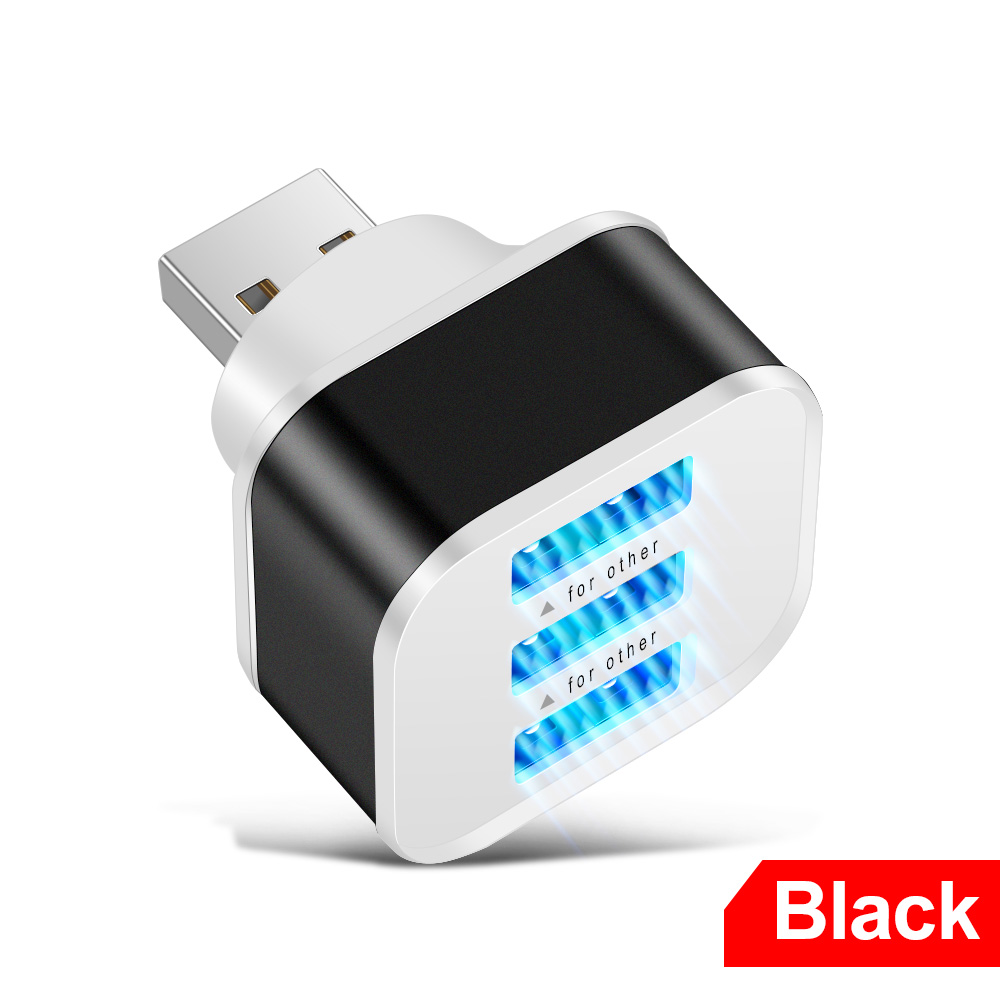 Extension USB 3 ports USB2.0 HUB, Charge rapide, séparateur USB, Interface Multiple, extension USB pour voiture, téléphone, tablette, adaptateur de chargeur pour ordinateur portable: orange