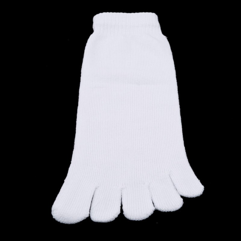 5 farver 1 par efterår vinter varm stil unisx mænd kvinder fem finger tå sok: Hvid
