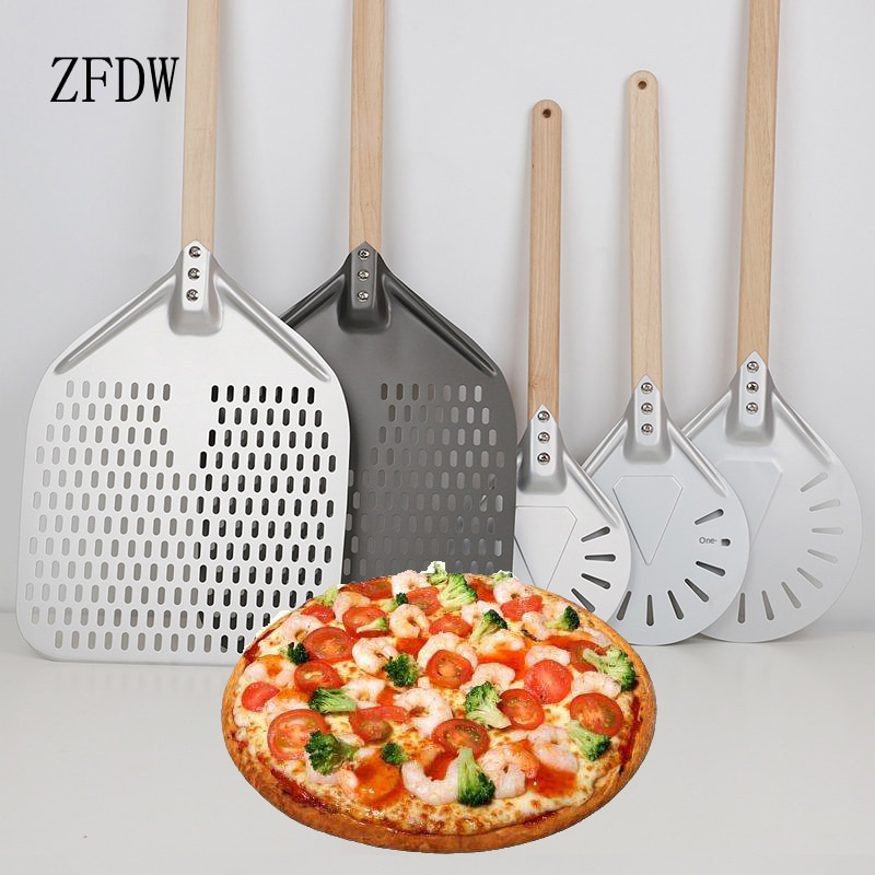 Pelle à Pizza 7/8/9 pouces, outils de cuisine Portable en aluminium, poignée en bois, poinçon de four transfert Anode péridurale poêle ronde antiadhésive