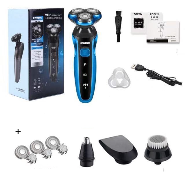 ZOZEN Electric Razor Electric Shaver Washable Rechargeable Body Hair Clipper Shaving Machine for Men Beard Trimmer Wet Dry Use: Silver