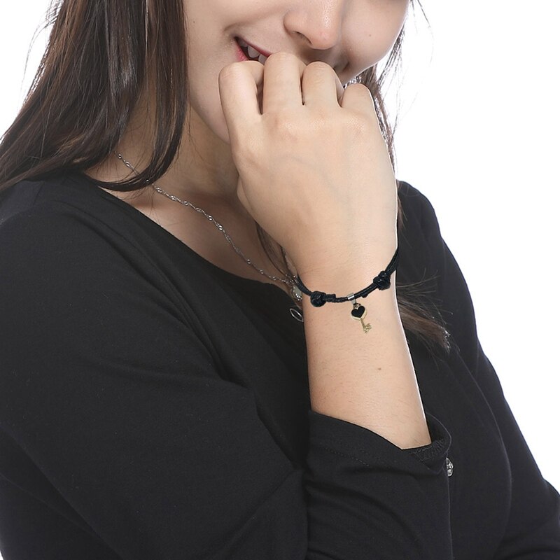 2 stuks/paar armband met legering sleutel liefde hart slot bedel armband handgemaakte sieraden touw armband voor geliefden paar