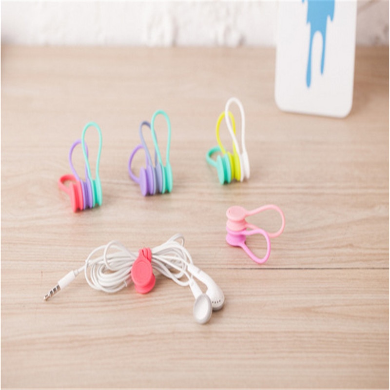 3 Pieces Cable Soft Silicone Cable Winder Headphones Cable Winder Headphone For Data Cable Storage Clip For IPhone Android Etc