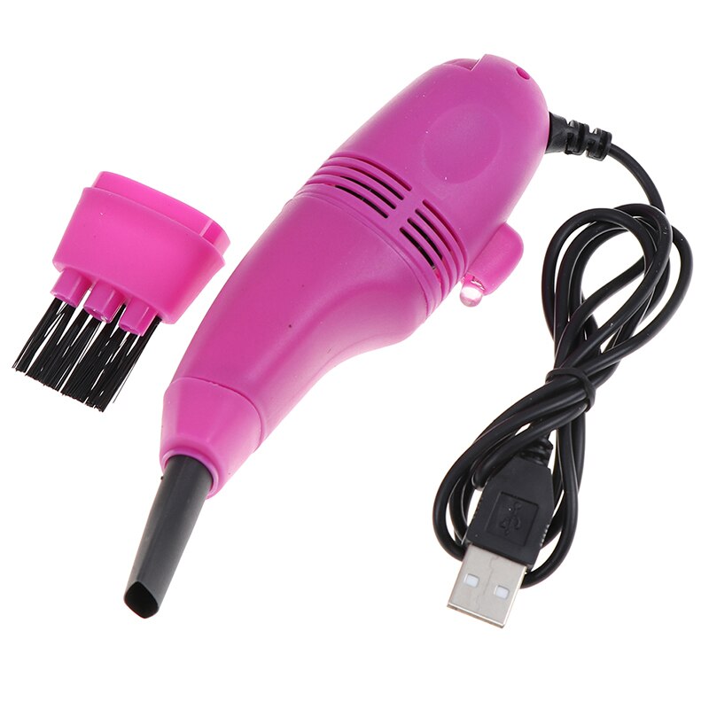 Useful Mini Computer Vacuum USB Keyboard Brush Cleaner Laptop Brush Dust Cleaning Kit Household Cleaning Tool: Pink