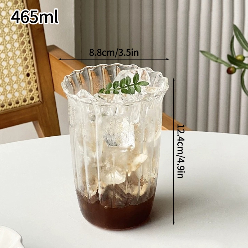 Tazas de café frío, tazas de vidrio estéticas, tazas de café helado, vasos de vidrio, tazas de cóctel, accesorios de escritorio de cocina