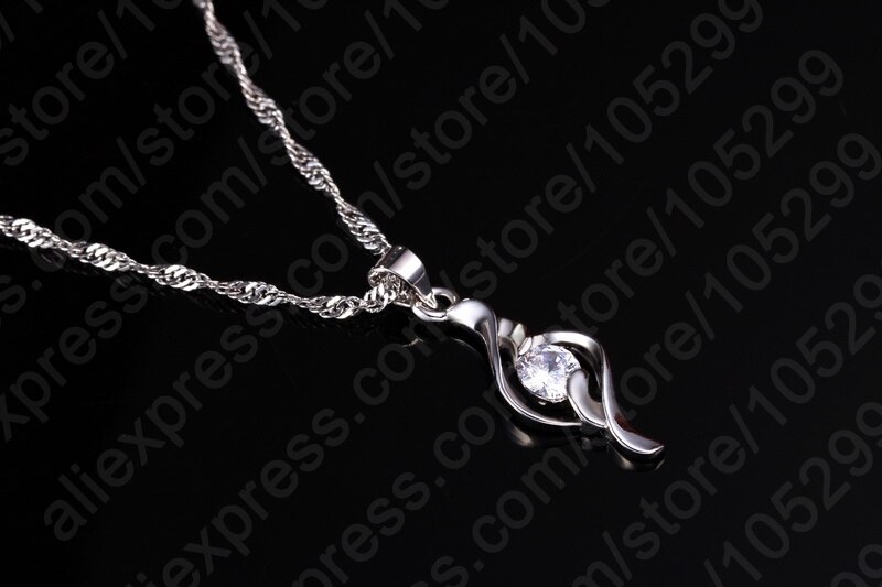 Top Fijne 925 Sterling Zilveren Mode Zirconia Ketting Earring Bruiloft Sieraden Set Voor Vrouwen