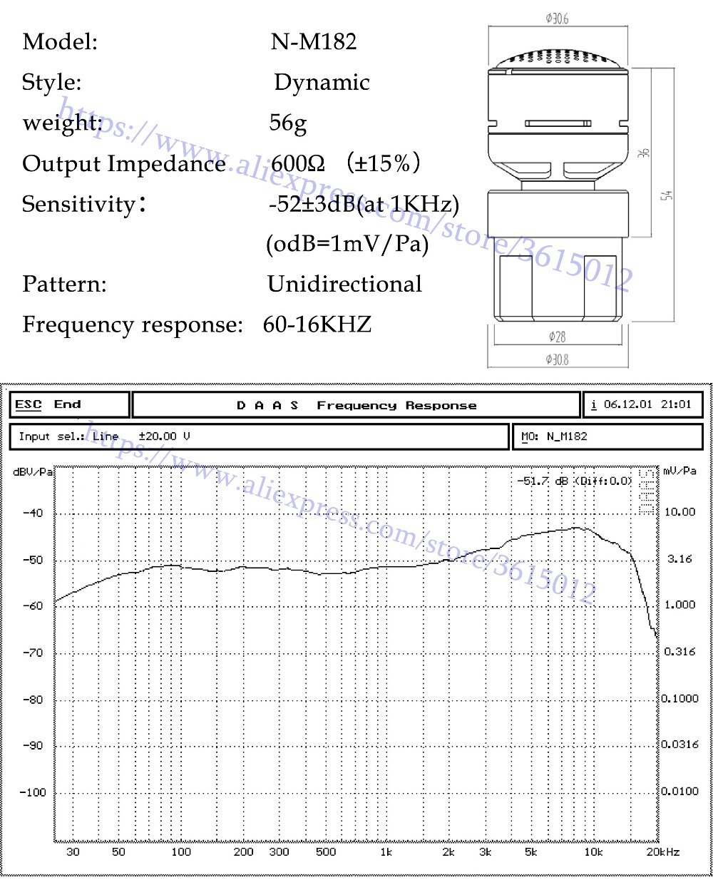1 Pcs Golden Professionele Dynamische Microfoon core Capsules Cartridge Goede Vervanging Micro MIC Core N-M182