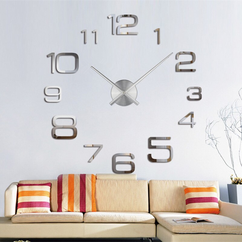 reloj de pared para decoración del hogar, Relojes de pared con espejo grande, Relojes de pared de moderno, pegatina de pared Diy, único, reloj de