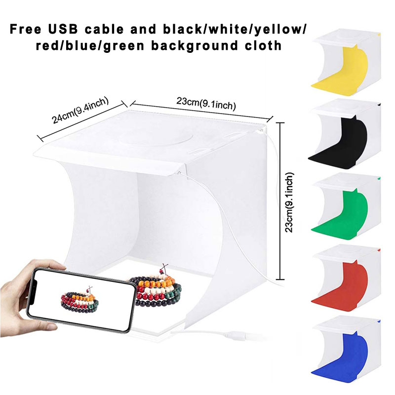 Boîte à lumière pliable pour photographie, Mini tente de Studio Photo Portable LED, Kit de lampe d'éclairage