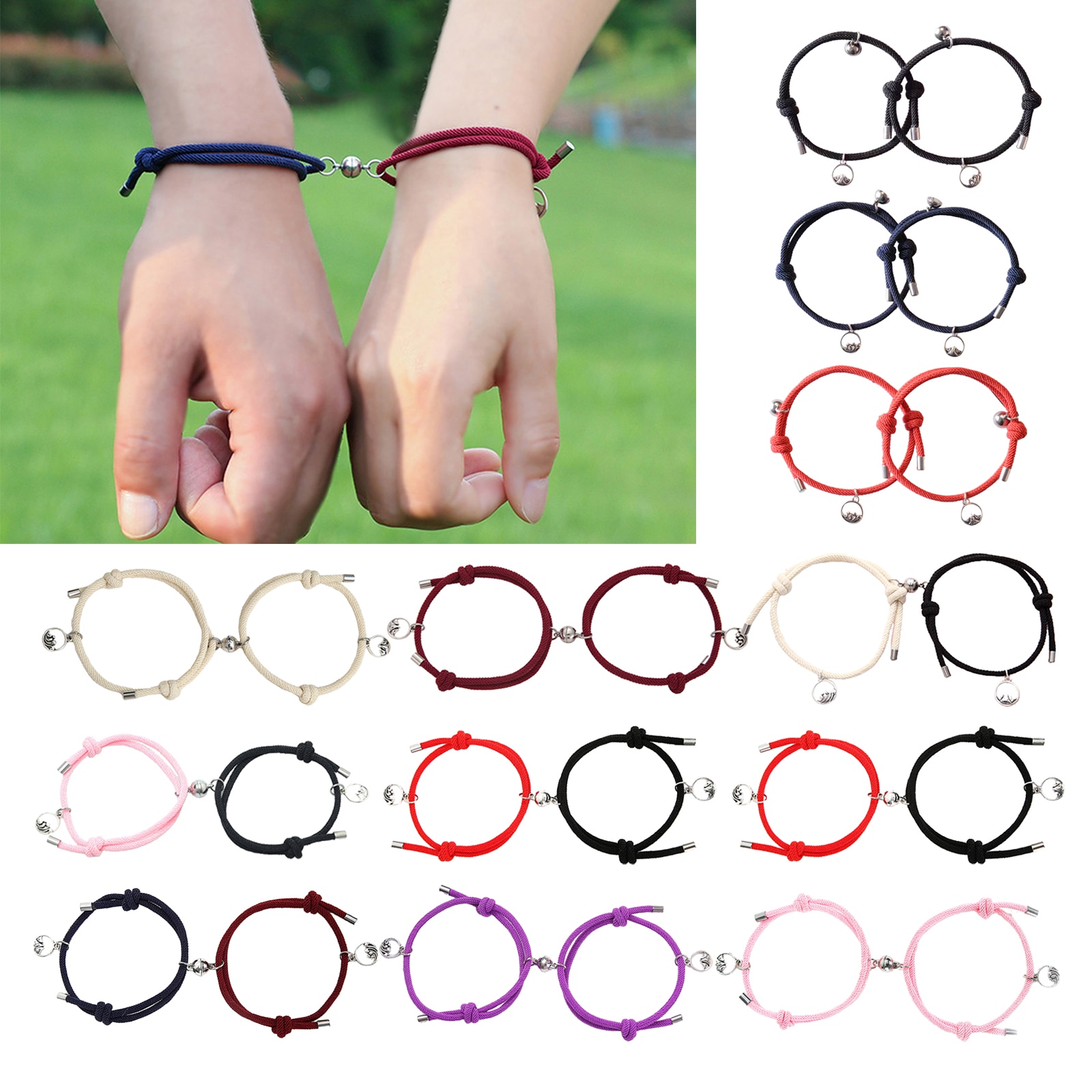 Liebhaber Passenden Armbinde Geflochtene Magnetische Abstand Armbinde Rosa