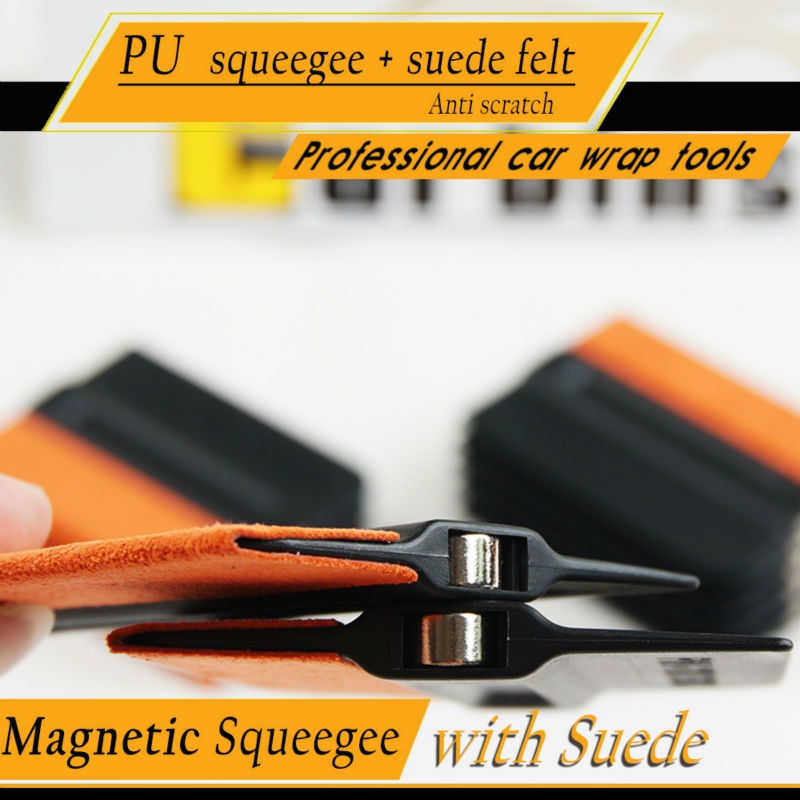 CARBINS Magnetic black squeegee with suede felt high wear resistance rubber scraper squeegee car tint film sticker wrap tool