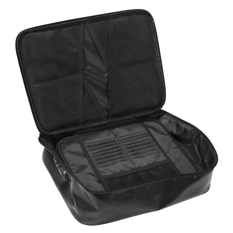 Feuerfeste Wasserdichte Dokument Tasche, 4-Schicht Lagerung Tasche einstellen mit Code sperren, für A4 / A5 Dateien Reisepass: Schwarz