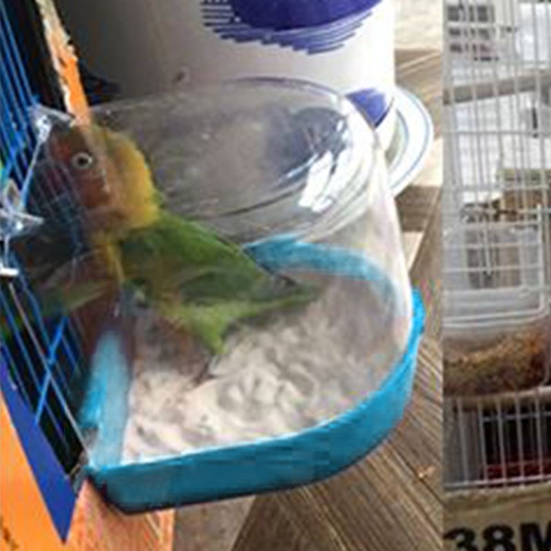 Cute Out Suspension Caged Bird Bath Multi Cage Covered Parrot Bathing Tub for Small Brids Cockatiel Lovebird Bird Grooming