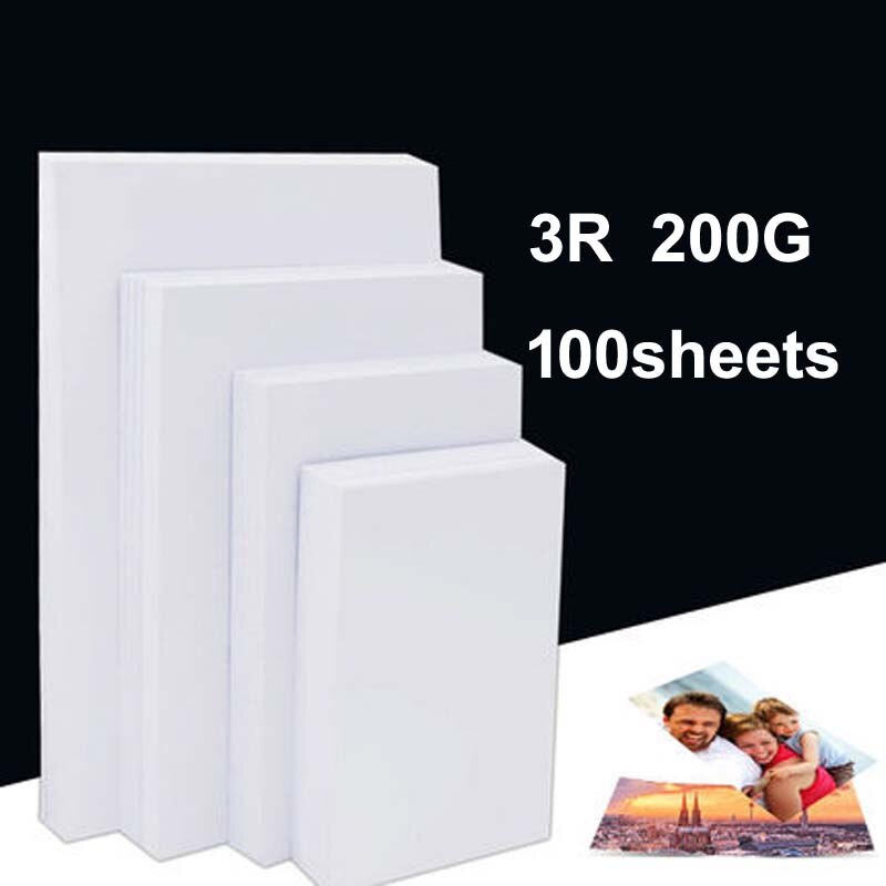100 Sheets 3R 4R 5R A4 A6High Glossy Photo Paper For Inkjet Printer Photo studio Photographer imaging printing paper: 3R 200G