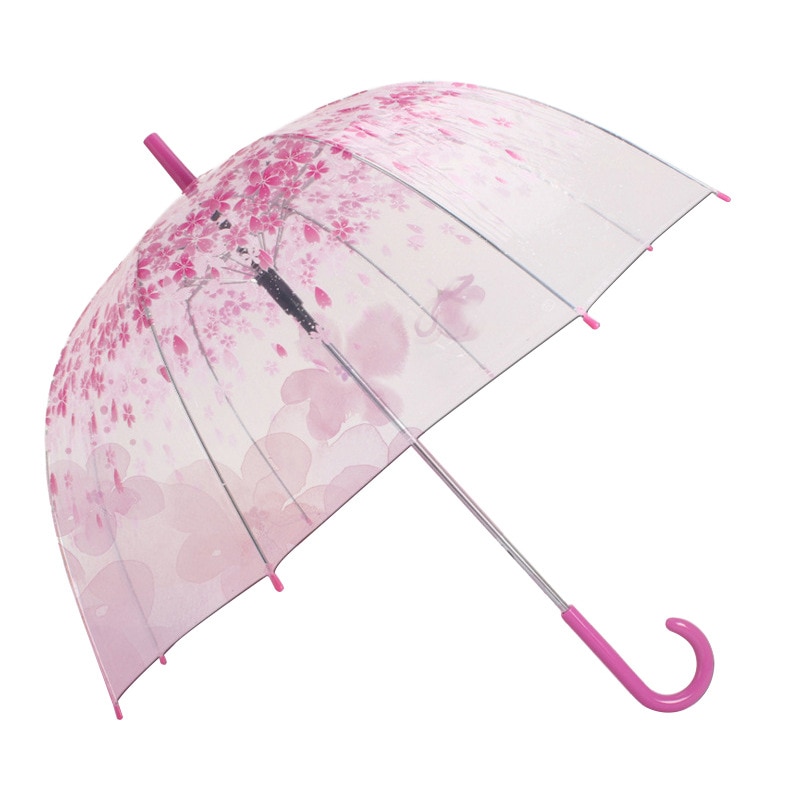 Yada gennemsigtig pvc paraply til drenge piger klar kirsebærblomst paraplyer barn lang håndtag paraply  ys708
