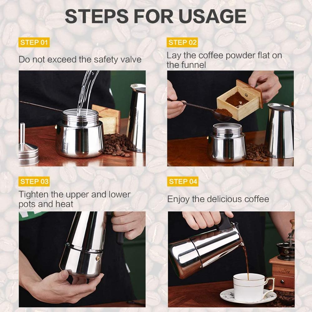 Portable coffee maker,Stainless Steel cold brew coffee Pot Moka Espresso ice kettle Mocha Pot for Home, Coffee Tool