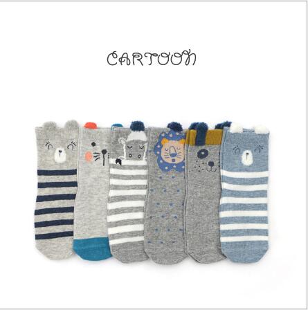 1-3 Jaar Kind Sok Herfst Lente Cartoon Jongens Meisjes Kinderen Sokken Antislip 6 Pairs pak Sokken