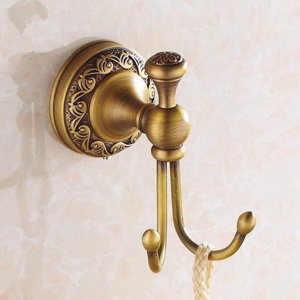 Europe Solid Brass Robe Hooks Clothes Polish Finish Wall Mounted Gold Coat Hook Bath Hardware Products: Bronze