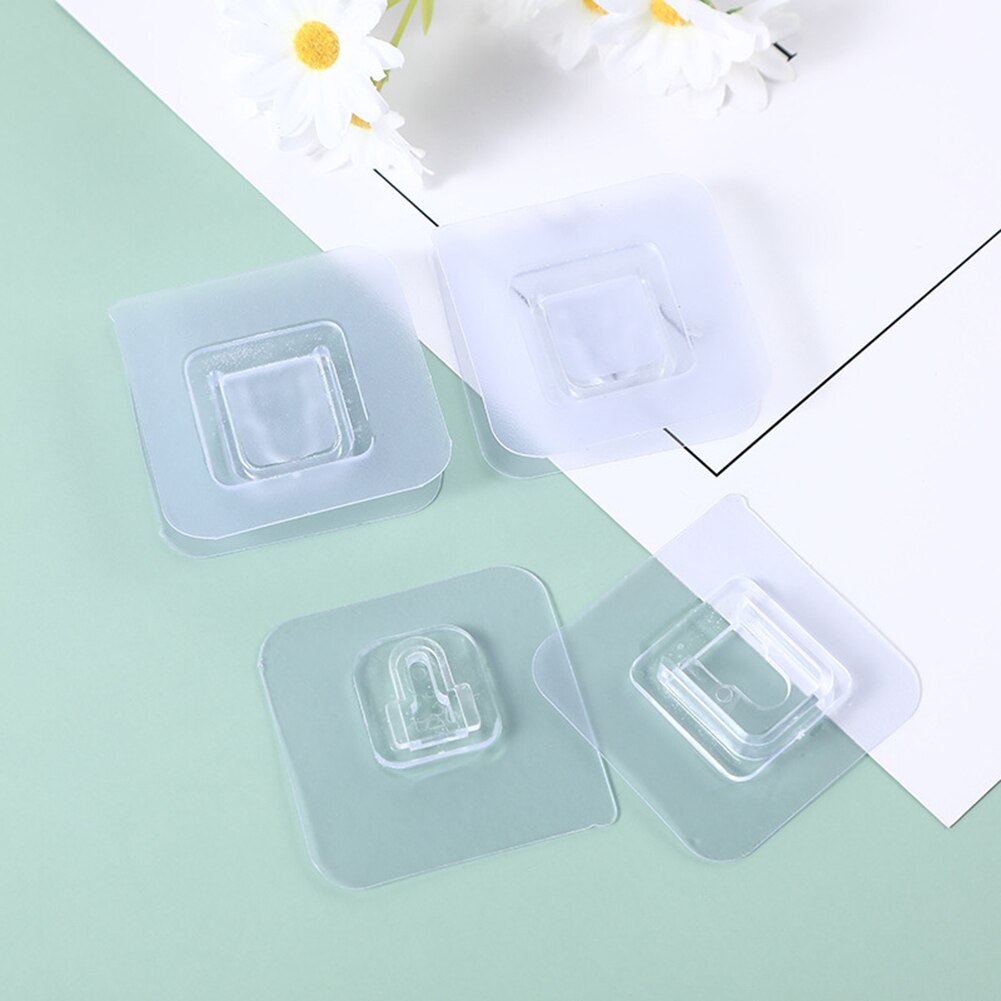 10 Pcs Double-sided Adhesive Wall Hooks Waterproof Oil proof Self Adhesive Hooks Reusable Seamless Hanging Hook Gadget