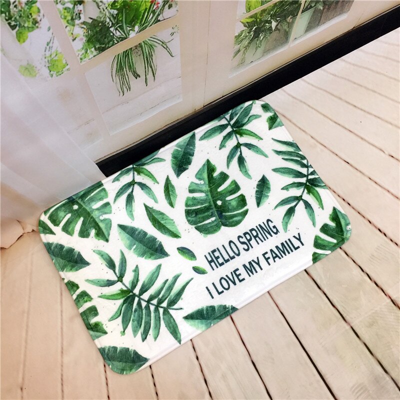 Velkommen gulvmåtter dørmåtte tropiske planter trykt køkken badeværelse tæpper hus tæppe til stue skridsikre tapete tæppe: 02 / 40 x 60cm