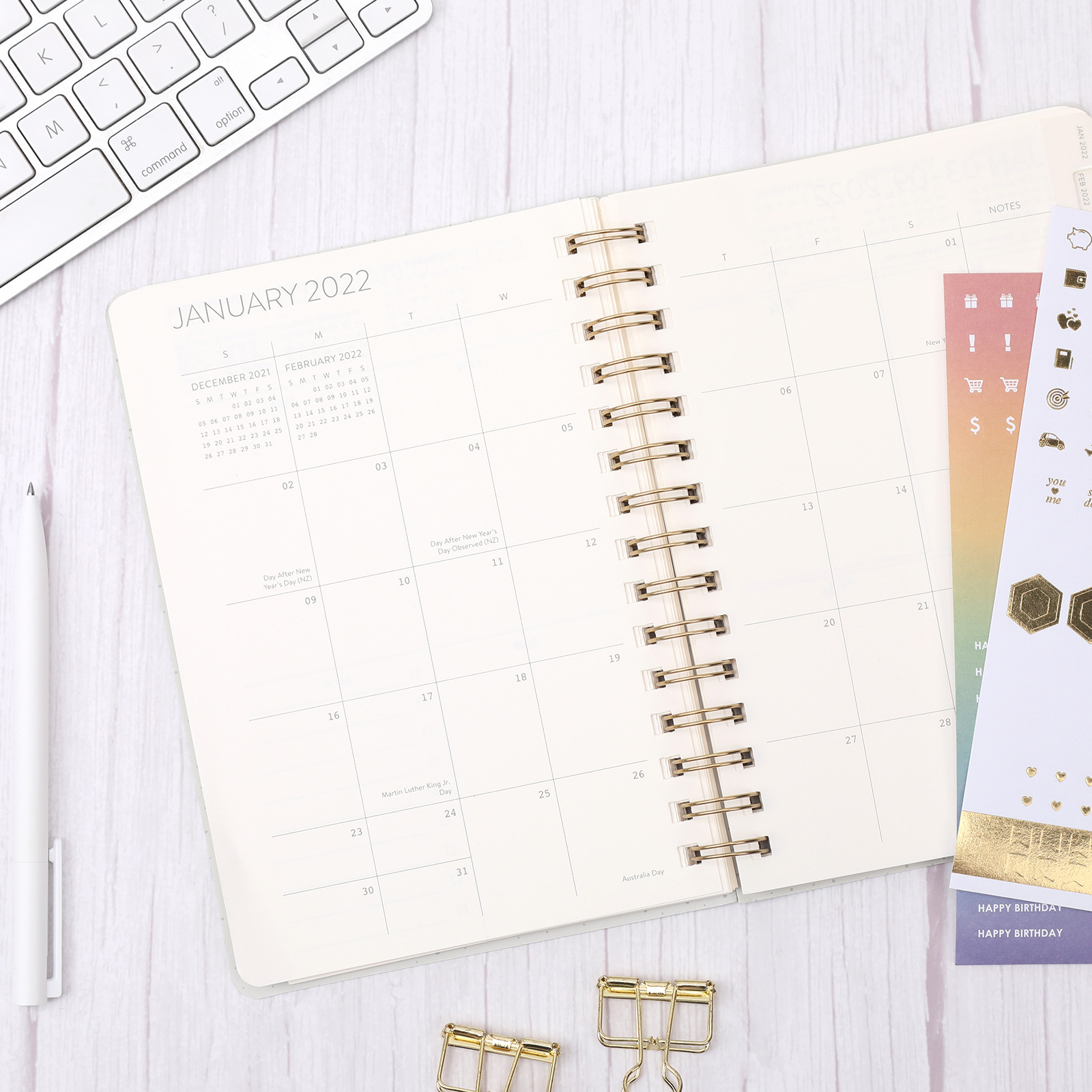 A5 2022 Diary Weekly Planner Agenda Spiral Organizer Notebook Index Sticker Goals Habit Schedules Stationery School Supplies