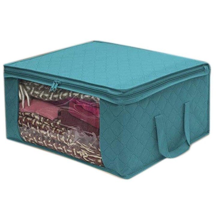 Tøj tæppe quilt skabsboks organisation tøj garderobe organizer taske 1 stk taske hjemme foldbar opbevaring: Blå