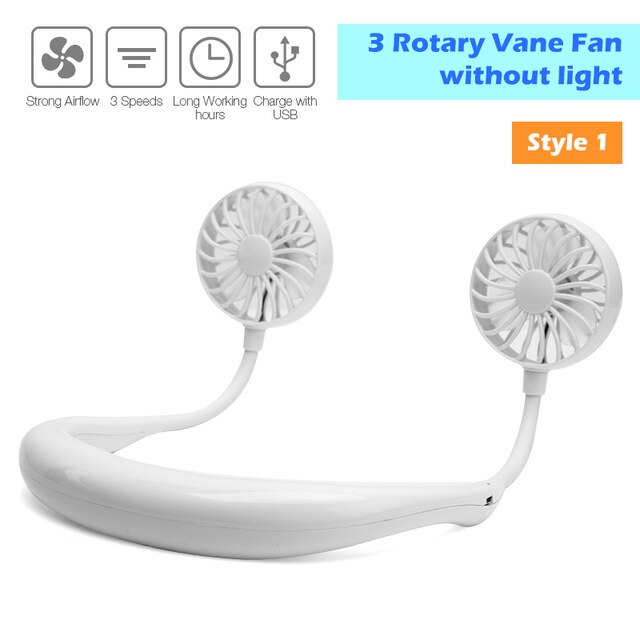 Mini Fan 2000Mah Oplaadbare Usb Fan Draagbare Handheld Fan 3-Speed Mini Usb Handy Kleine Desktop Cooling Neck fan Koeler: white -1