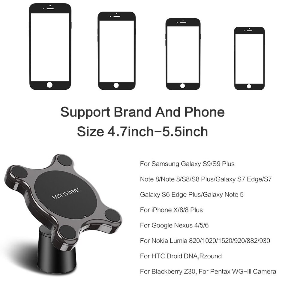 Qi Wireless Car Charger Magnetische Quick Telefoon Mount Ultra-Snelle Qi Opladen Pad Air Vent Mount Opladen Cradle Voor iphone Samsung