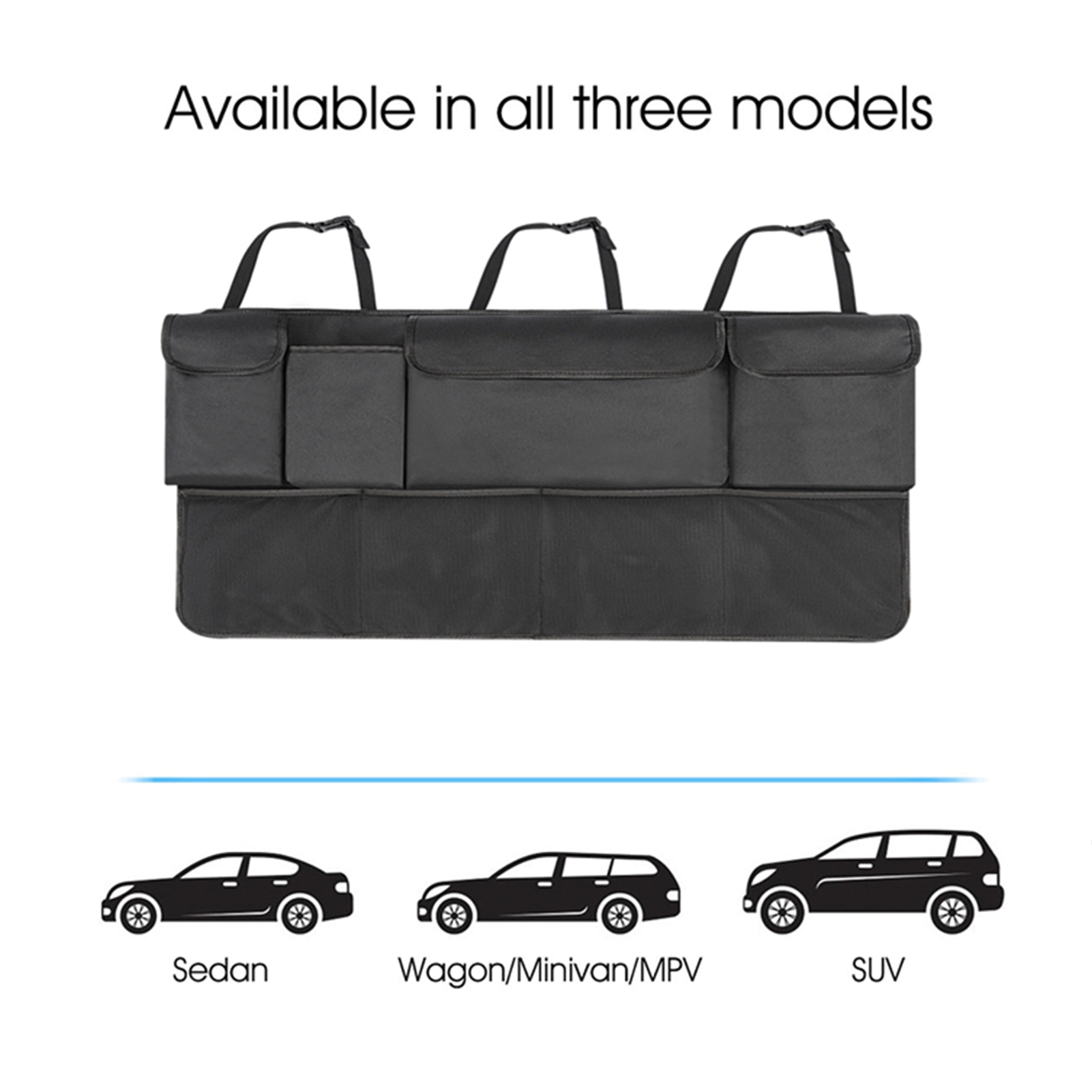 Car Trunk Organizer Seat Back Hanging Organizer Car Backseat Tidy Storage Bag Large Capacity for Sedan Wagon Minivan MPV SUV