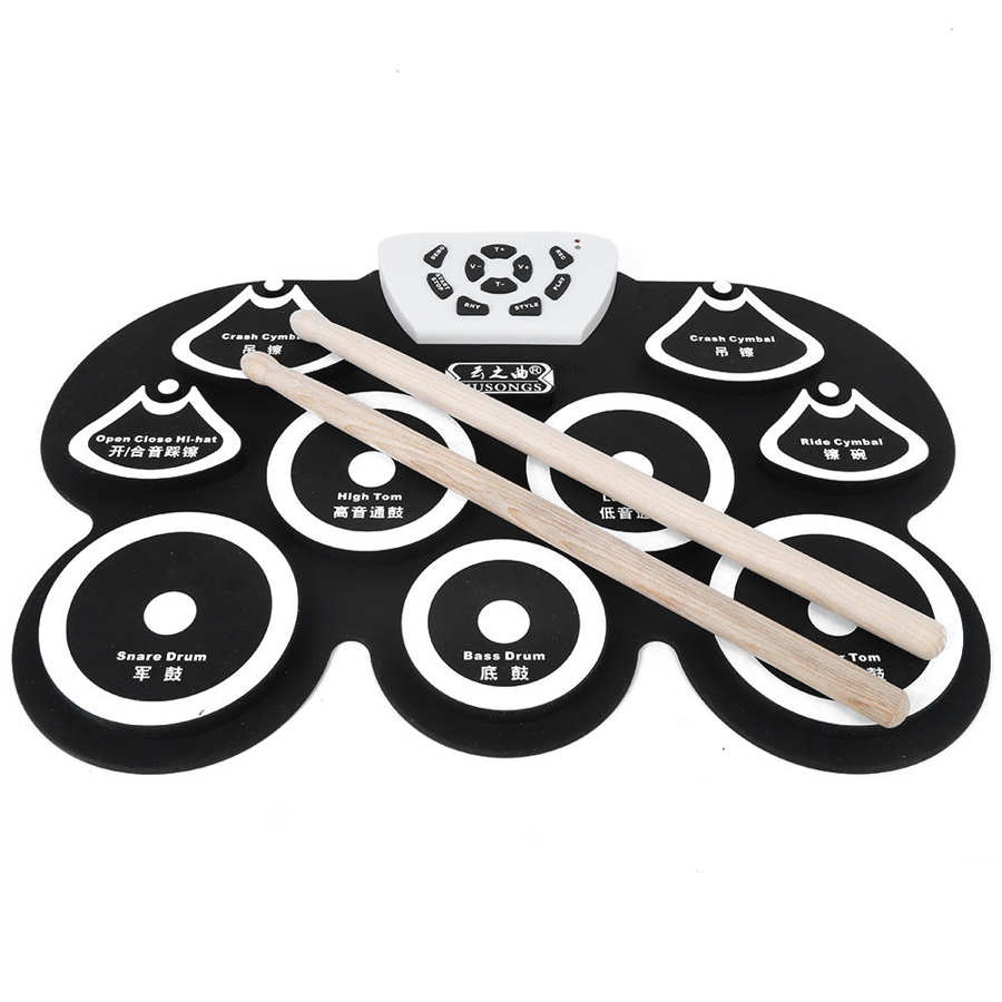 MUSONGS USB 5V1A Roll-Up Silicon Drum Set Digital Electronic Drum Kit Electronic Drum with Drumsticks