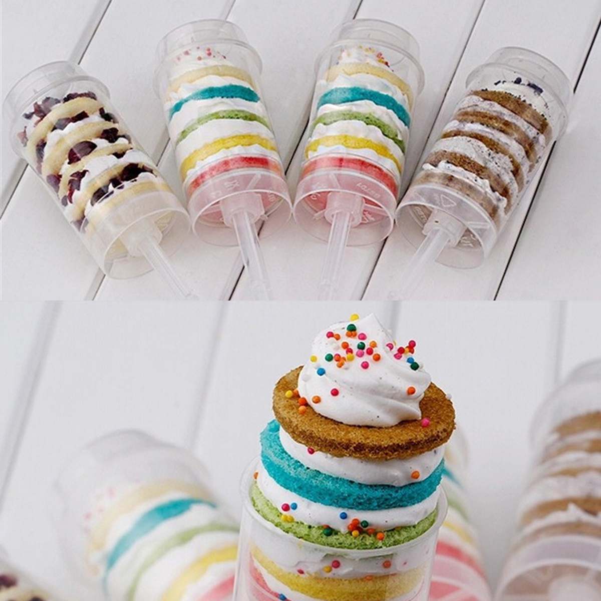 10pcs/lot Push Up Pop Containers Shooter Push Up Cakes Pops Round Shape for Home House Birthday Party decoration