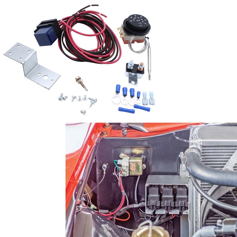 40A Auto Adjustable Electric 12V Radiator Fan Thermostat Control Relay Wire Kit for Car Truck: Default Title