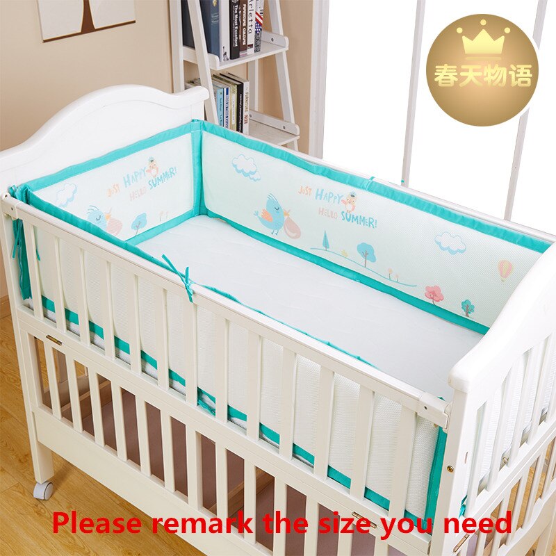 3D Mesh Fabric Breathable 4pcs Baby Bedding Bumpers Crib Protector Cushion Cotton Filling Baby Crib Bumpers Set for 4 seasons: chun tian wu yu