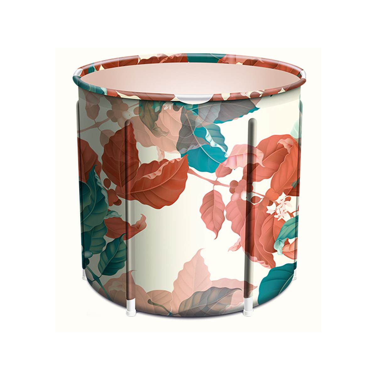 Bañera plegable de 70cm x 68cm para adultos, Cubo de baño con aislamiento, cubo inflable de 6 capas para SPA: Rosa