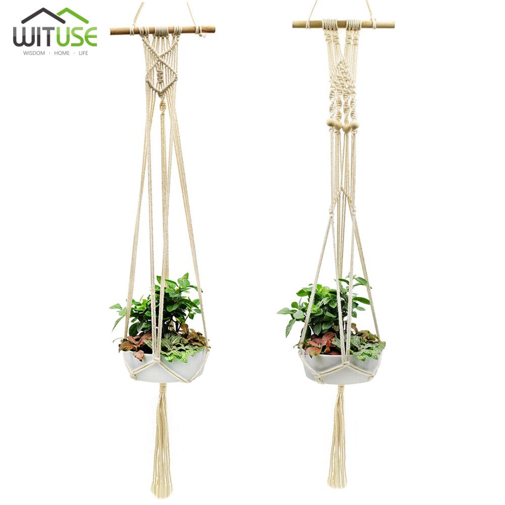 2Pcs Handmade Rope Macrame Plant Hanger Plant Holder Flower /pot Hanging Rope Braided Craft For Wall Decoration Countyard Garden: Combination 3