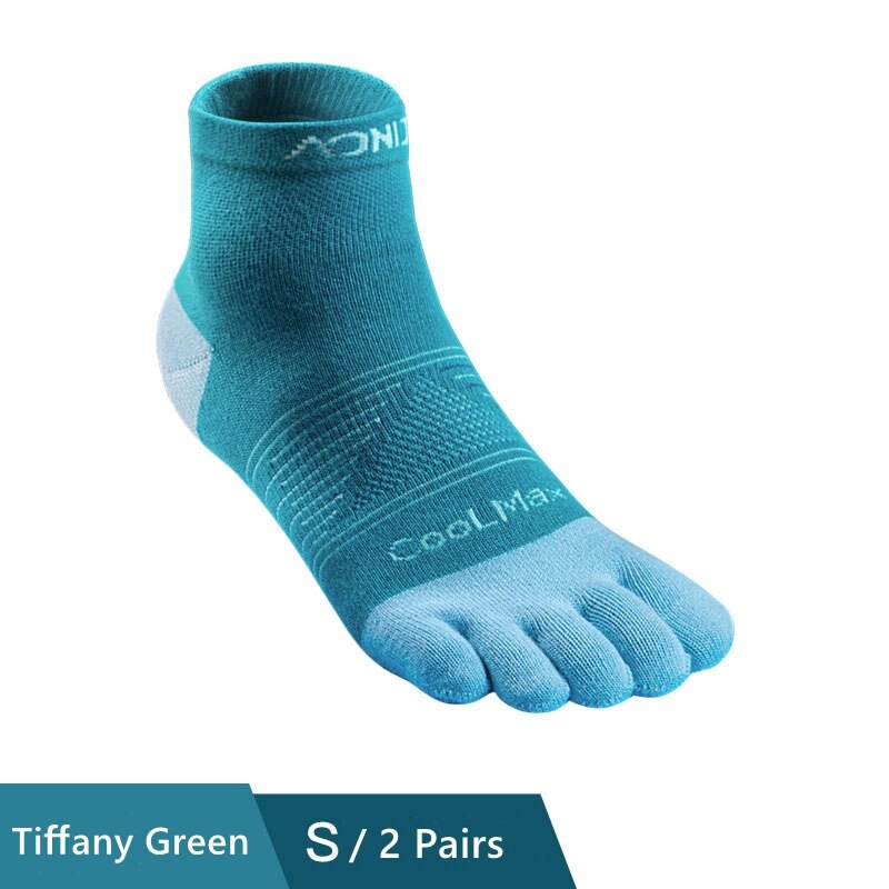 AONIJIE 2 Pairs Außen Socken Schnell Trocknend Fünf Kappe Socken Tragbare Toesocks Für Camping Wandern Trail Running Jogging E4810 E4806: Tiffany Green S Size