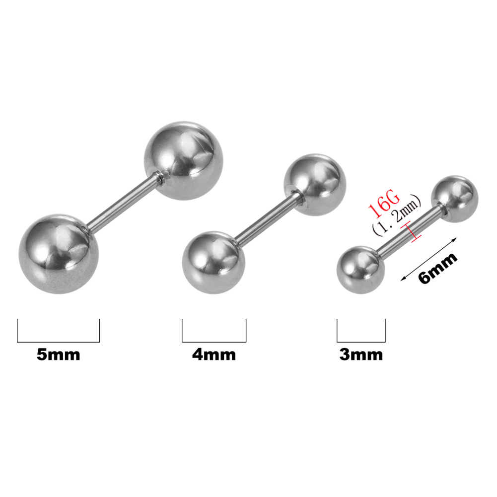 6 Teile/satz 16G Edelstahl Ohrstecker 3/4/5mm Kugel & Kegel Schrauben Ohrringe Ohr Knochen Nagel durchbohren Körperschmuck