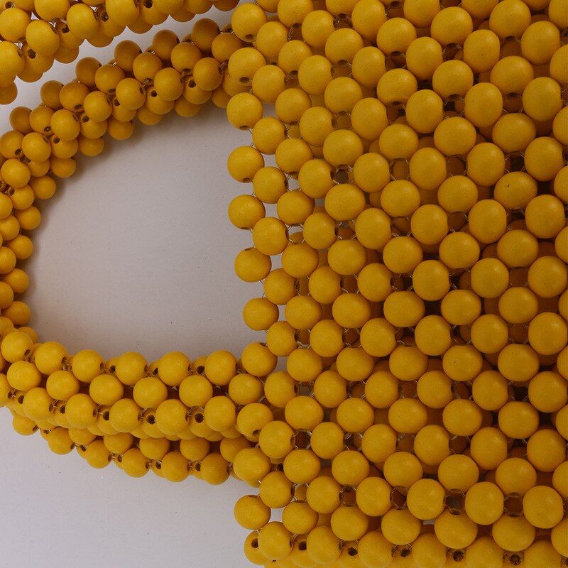 Dames Geel Ballen Kleine Vierkante Houten Ballen Hand-held Kralen Baal Een Zak
