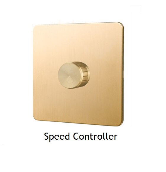 86MM Solid Brushed Brass Panel Wall Toggle Switch Brass Knob Retro Vintage Phone Fan Internet TV SCREW: FAN