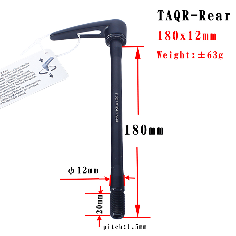 Fiets Steekas Snelspanner Super Licht Aluminium Voor Achter Wiel Spies Voor Mtb Frame 125X12Mm 125X15mm 180x12mm: Rear  180X12mm