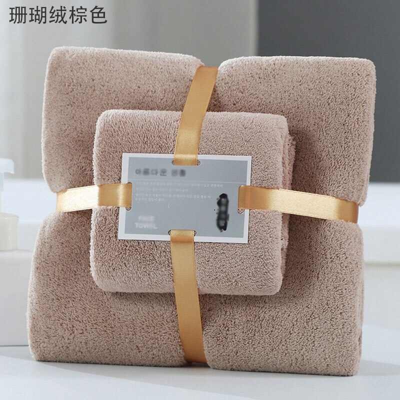 1 einstellen Luxus Super Weiche Handtuch einstellen Hohe saugfähig Schlecht Handtuch + Gesicht Handtücher Solide Farbe Schlecht Handtücher für Erwachsene korallen Vlies: Braun