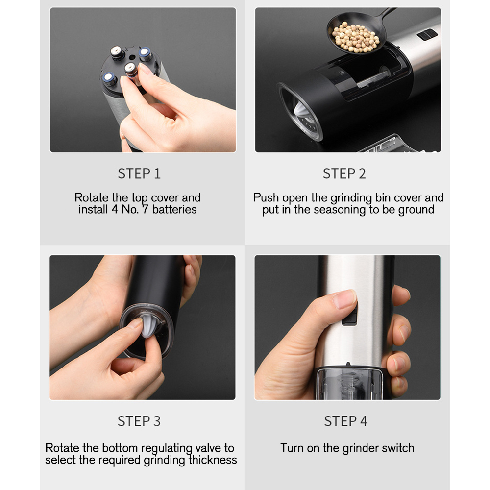 Mini Smart Salt &amp; Pepper Grinder Inclined Automatic Grinding ABS