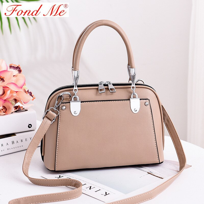 Ensfarget bærbar skulderveske med skulderkors: kaki