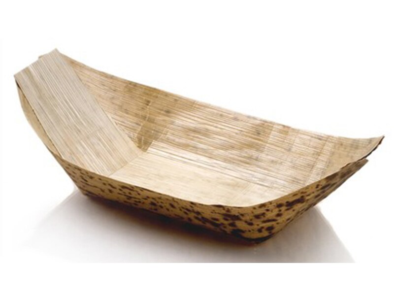 -suministros de boda para eventos, vajilla desechable ecológica, bote de hoja de bambú de 220mm, paquete de 20